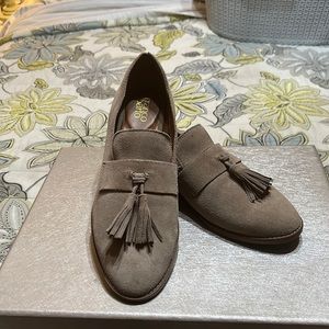 Tan suede loafers